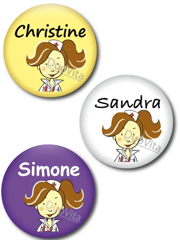Hospitrix Button Verpleegster brunette