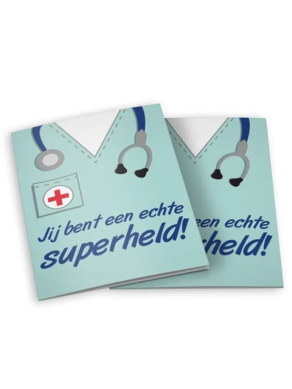 Hospitrix Dubbele wenskaart met envelop: jij bent een echte superheld