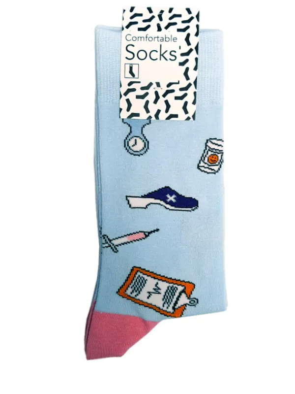 Hospitrix Happy Dames Sokken Instruments Blue Pink