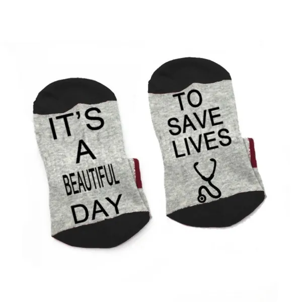 Hospitrix Nurse Socks Grey Beautiful Day
