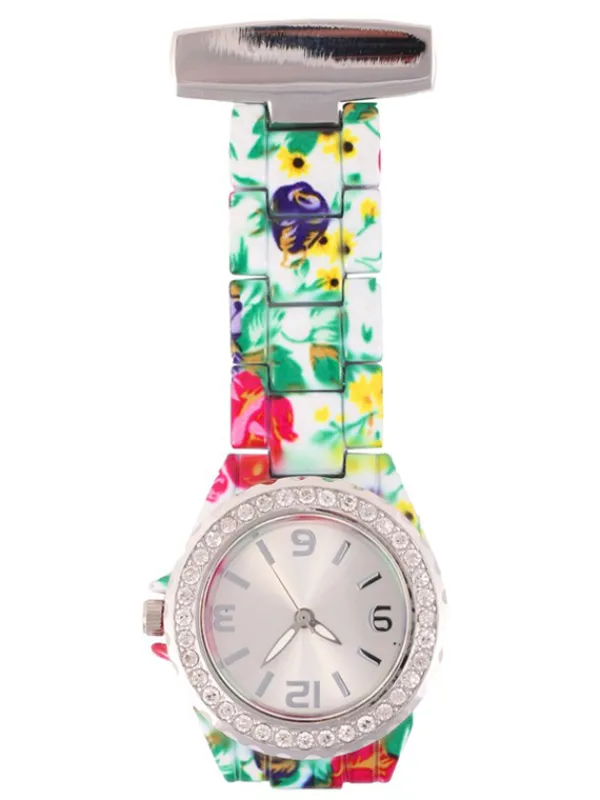 Hospitrix VerpleegstersHorloge Flower Glamour Wit